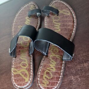 Sam Edelman Black & Brown Kids Toe-Loop Slide Sandals